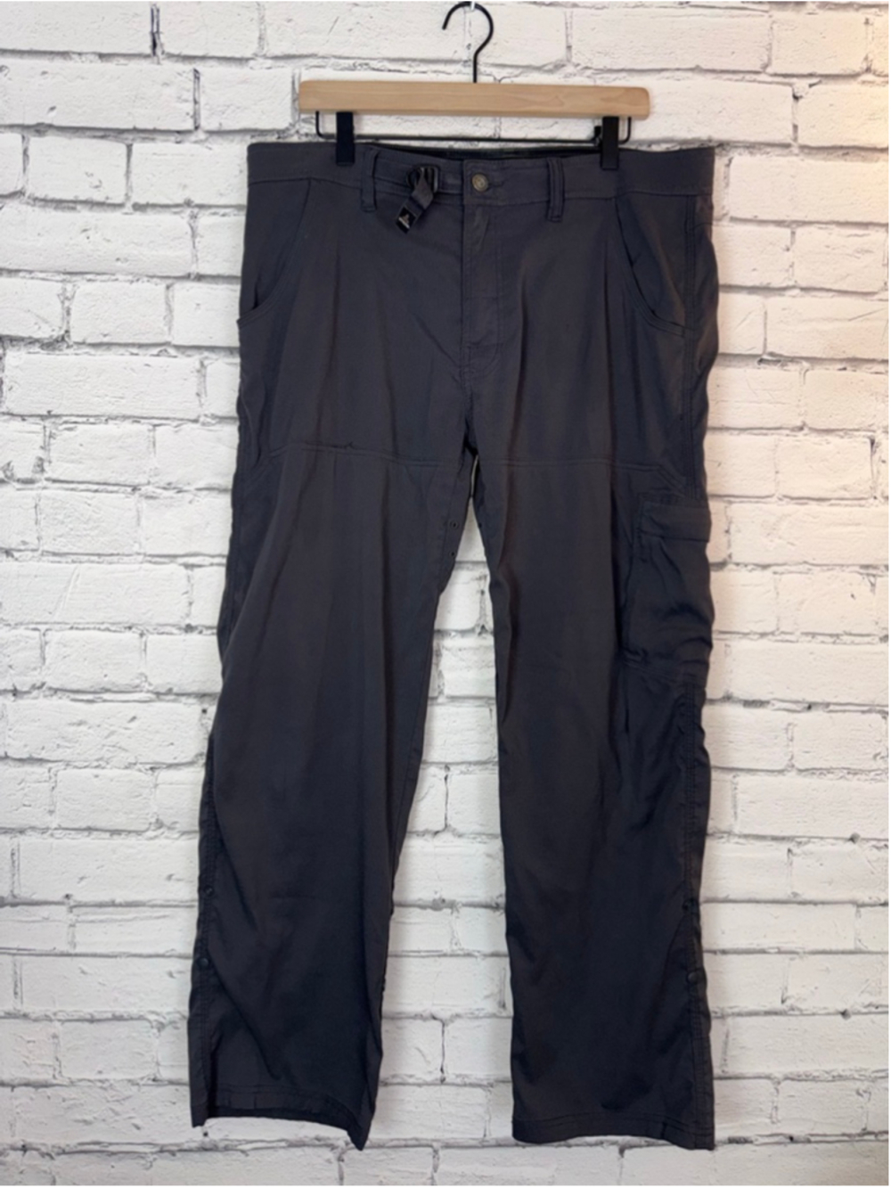 Men's Prana Zion Gray Cargo Pants size Large 30 inseam Adjustable Hiking Pants - Picture 2 of 16